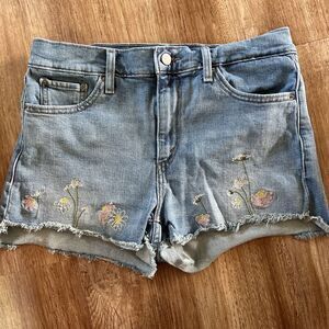 Levi's Floral Embroidered Cutoff Denim Shorts Boho High Rise Festival Size 29‎
